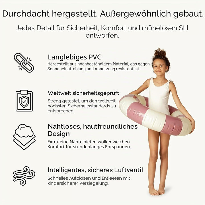 Petites Pommes Pool Inflatable Für Kinder – Robuster Schwimmreifen, Handbedrucktes Klassisches Strei