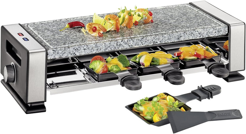 Küchenprofi Raclette VISTA8, Raclette 8 Personen, Edelstahl, Inkl. Marmor-Steinplatte, 8 antihaftbes