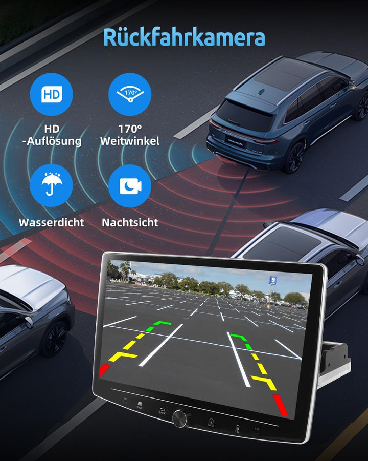 ESSGOO Single Din Android14 Autoradio mit Wireless Carplay und Android Auto,10.1 Zoll IPS-HD Touchsc