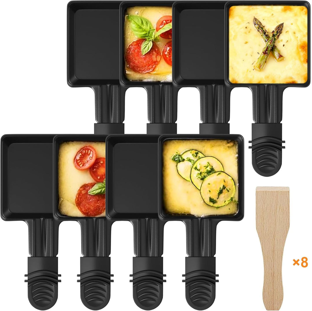 ipow 8 Stück Raclette Pfännchen Ersatz Mini Pfännchen Antihaftbeschichtet viereckig für Raclette mit