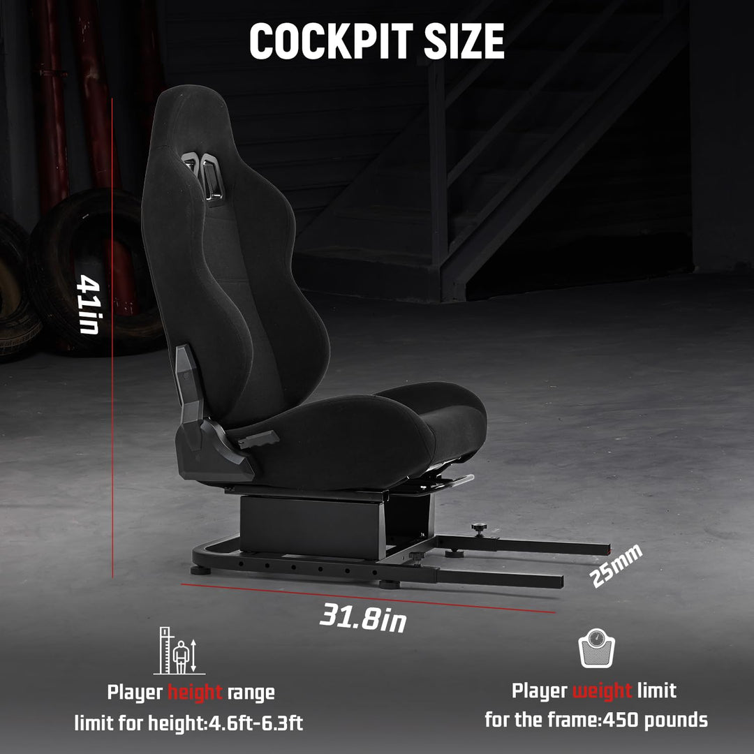 Dardoo Rear Seat Frame Racing Wheel Stand Accessories with Black Seat Sturdy Fit for Steering Wheel