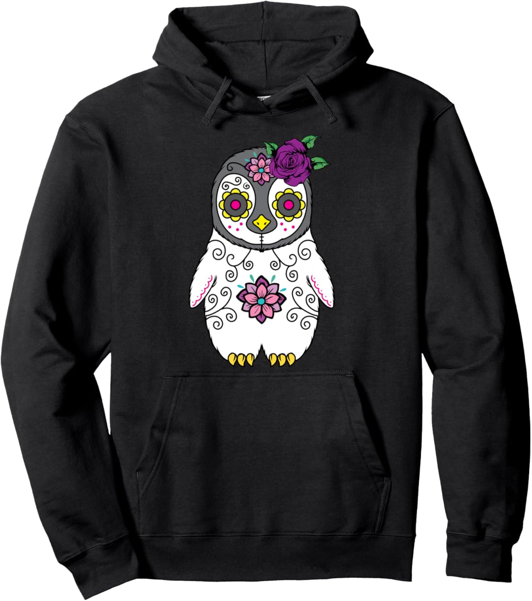 Zuckerschädel Pinguin Design Tag der Toten Geschenke Männer Frauen Pullover Hoodie