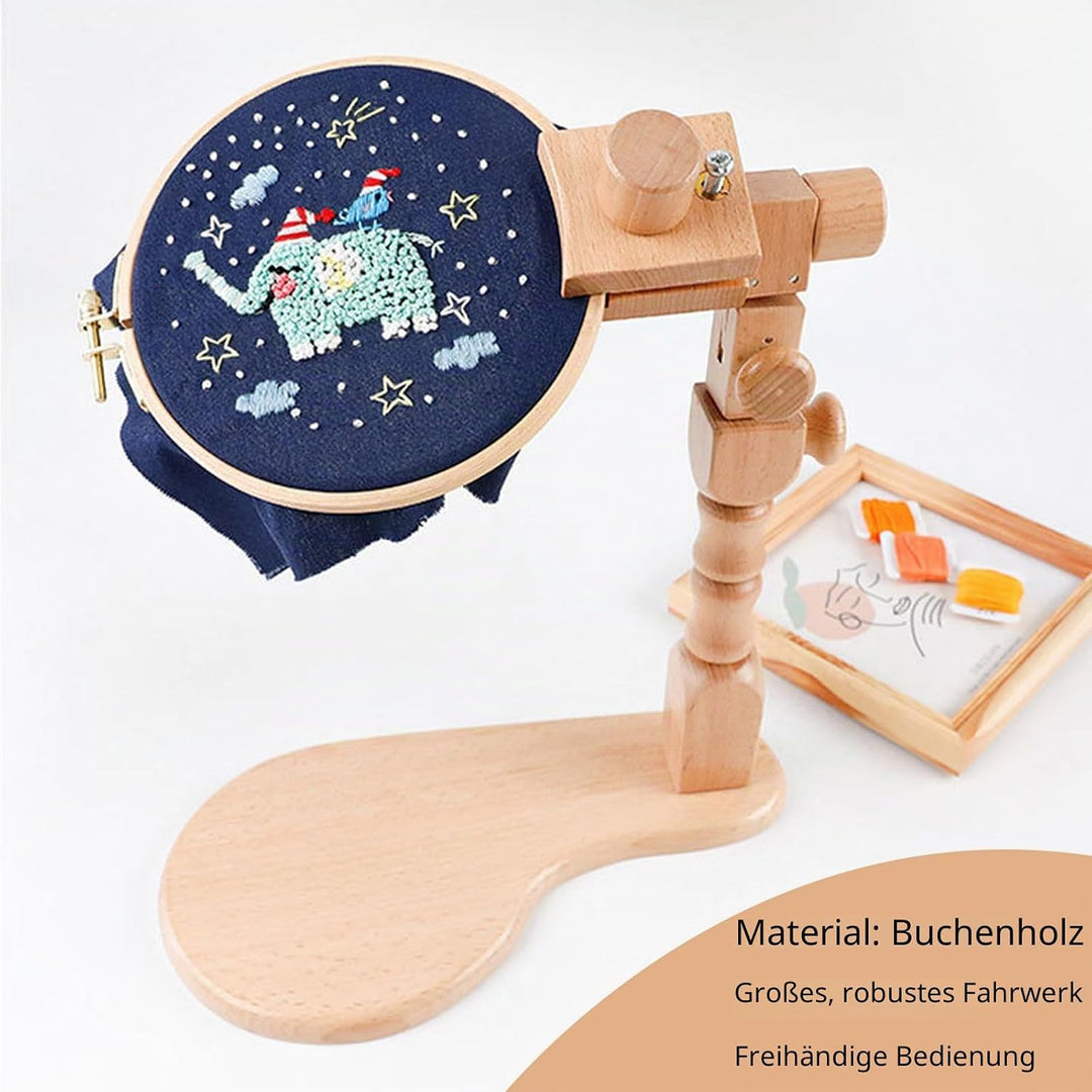 RoseFlower Kreuzstich Ständer Stickrahmen Holz Drehbarer Stickständer für Tisch Embroidery Hoop Stan