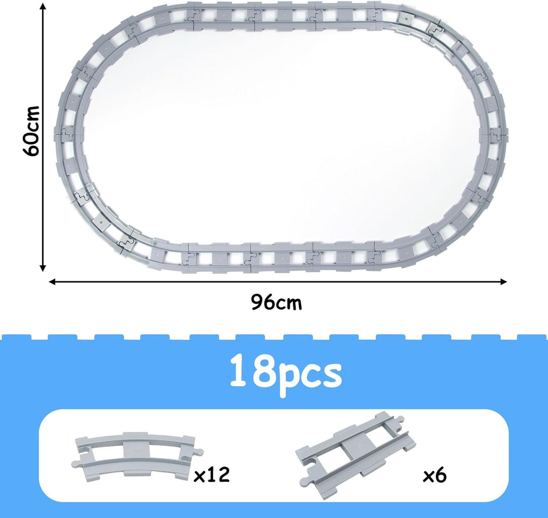 18pcs Oval Schienen Set, City Zug Schienen, bestehend aus Cross Track Gerade, Kurven Schienen, Spiel