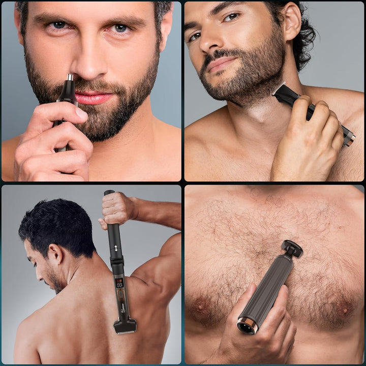 Hatteker Herren-Rückenrasierer Körpertrimmer Elektrischer Body Groomer Gesichts-, Arm-, Kinn-Barttri