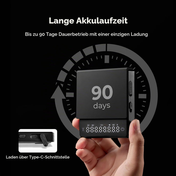 IKAPE Digitale Mini-Kaffeewaage mit Timer – 2 kg / 0,1 g hochpräzise, wiederaufladbare Waage für D