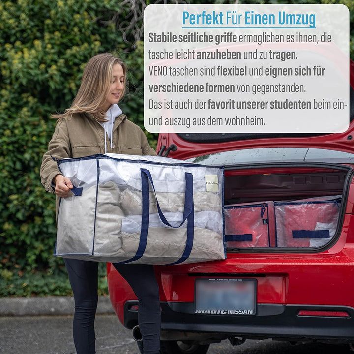 VENO 2-er Pack extra grosse Reisetaschen mit Reissverschlüssen, strapazierfähig, Umzugsbox-Alternati