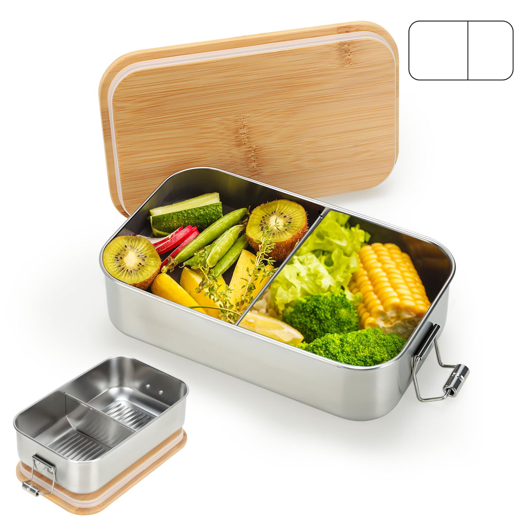 VINATO 1000ml Edelstahl Brotdose Mit Fächern, Lunchbox Erwachsene Für Schule, Arbeit & Outdoor, Lunc