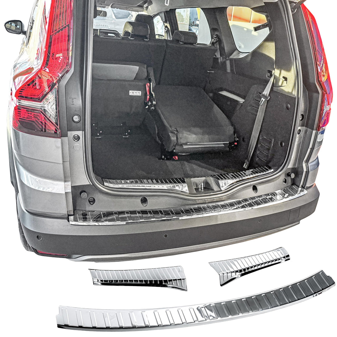 RECAMBO Ladekantenschutz Set Edelstahl kompatibel für Dacia Jogger | BJ ab 2021 - Hochglanz poliert,