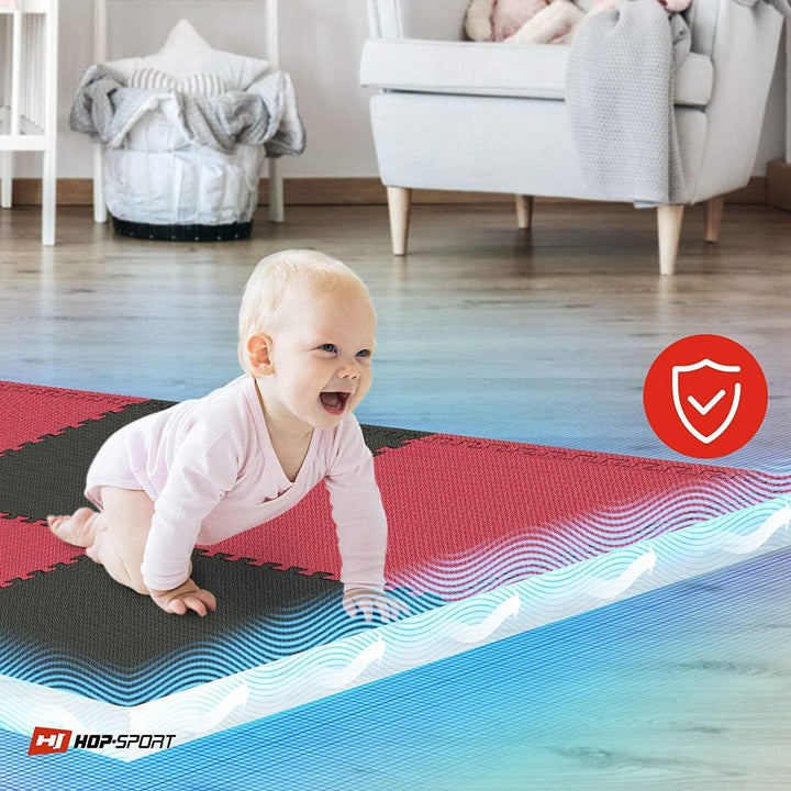 Hop-Sport Puzzlematte 6er Set - Unterlegmatte für Fitnessgeräte als Rutschfester Bodenschutz - Gröss