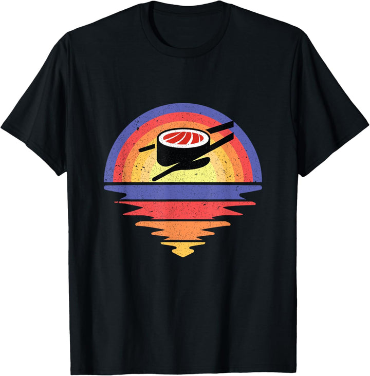 Vintage Sunset Sushi Roll Sashimi Lover Lustiges japanisches Essen T-Shirt