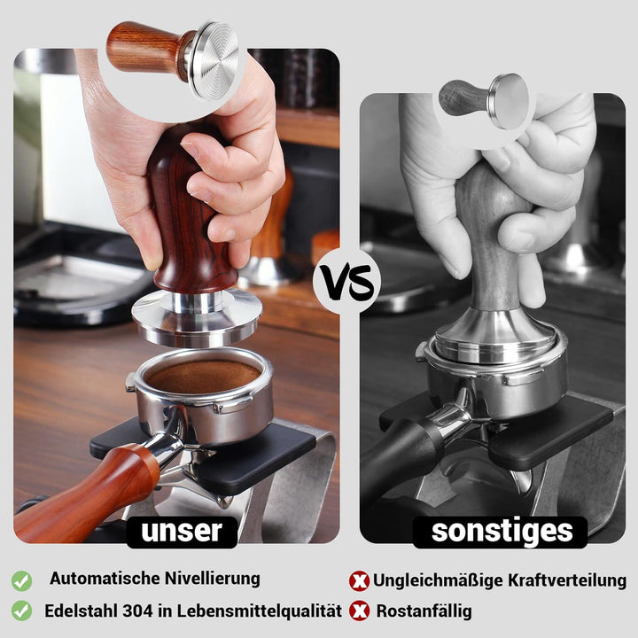 DIBTSA Espresso Tamper 53.3mm,Federbelasteter Kaffeestampfer mit 53.3mm 304-Edelstahl-flache Basis u