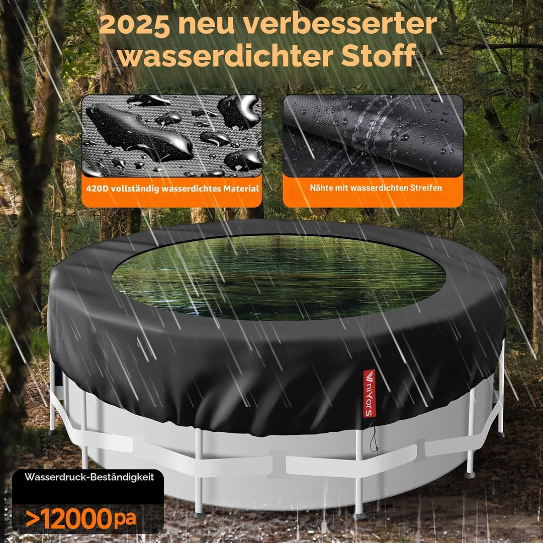 VniYors Poolabdeckung Rund 244, 420 D Oxford-Stoffpoolplane und Pool Abdeckplane, Uv-Schutz Pool Abd