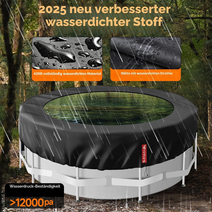 VniYors Poolabdeckung Rund 244, 420 D Oxford-Stoffpoolplane und Pool Abdeckplane, Uv-Schutz Pool Abd