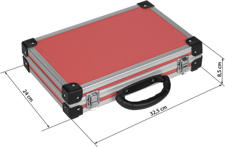 anndora Werkzeugkoffer kleiner Alurahmenkoffer 32,5 x 24 x 8,5 cm Schutzkoffer - rot klein rot, klei