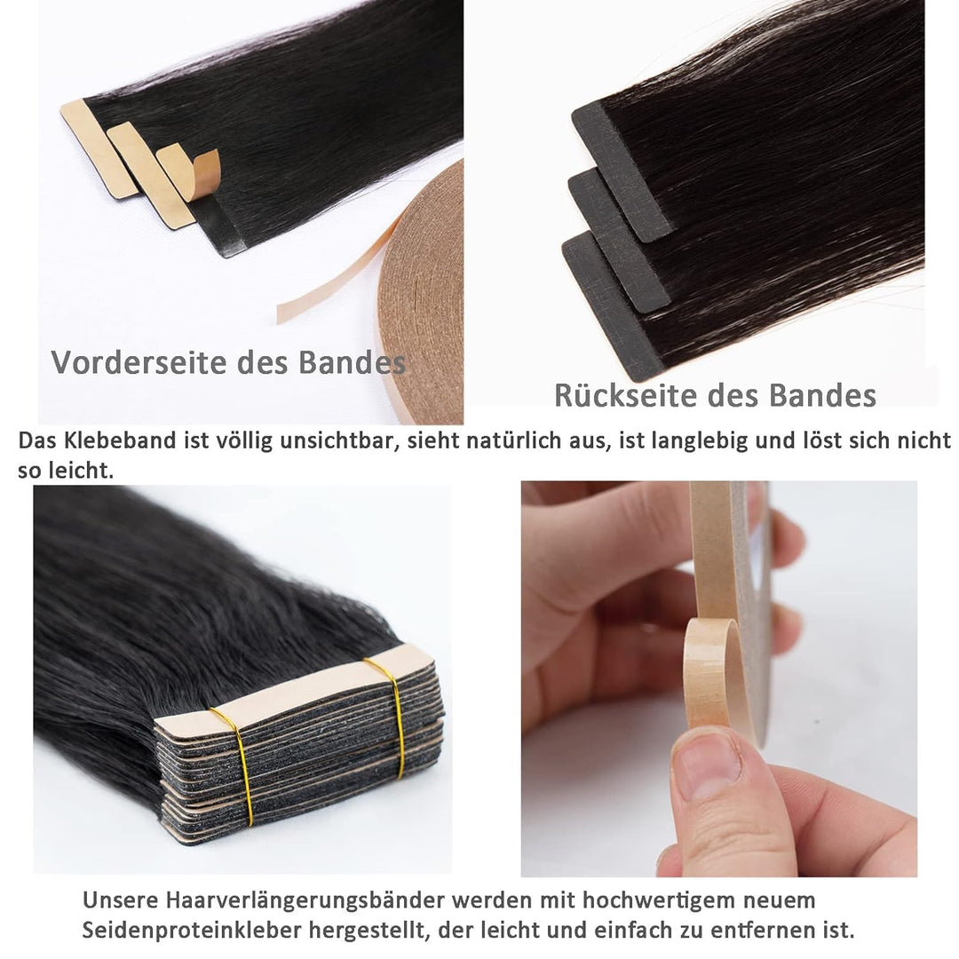 HotLulana Tape Extensions Echthaar Copper Red(