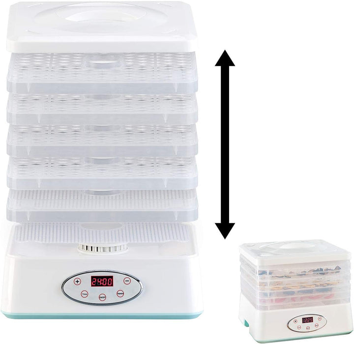 Rosenstein & Söhne Dörrgerät: Dörrautomat mit 5 Dörr-Einsätzen & 24-Stunden-Timer, 35-70 °C, 250 W