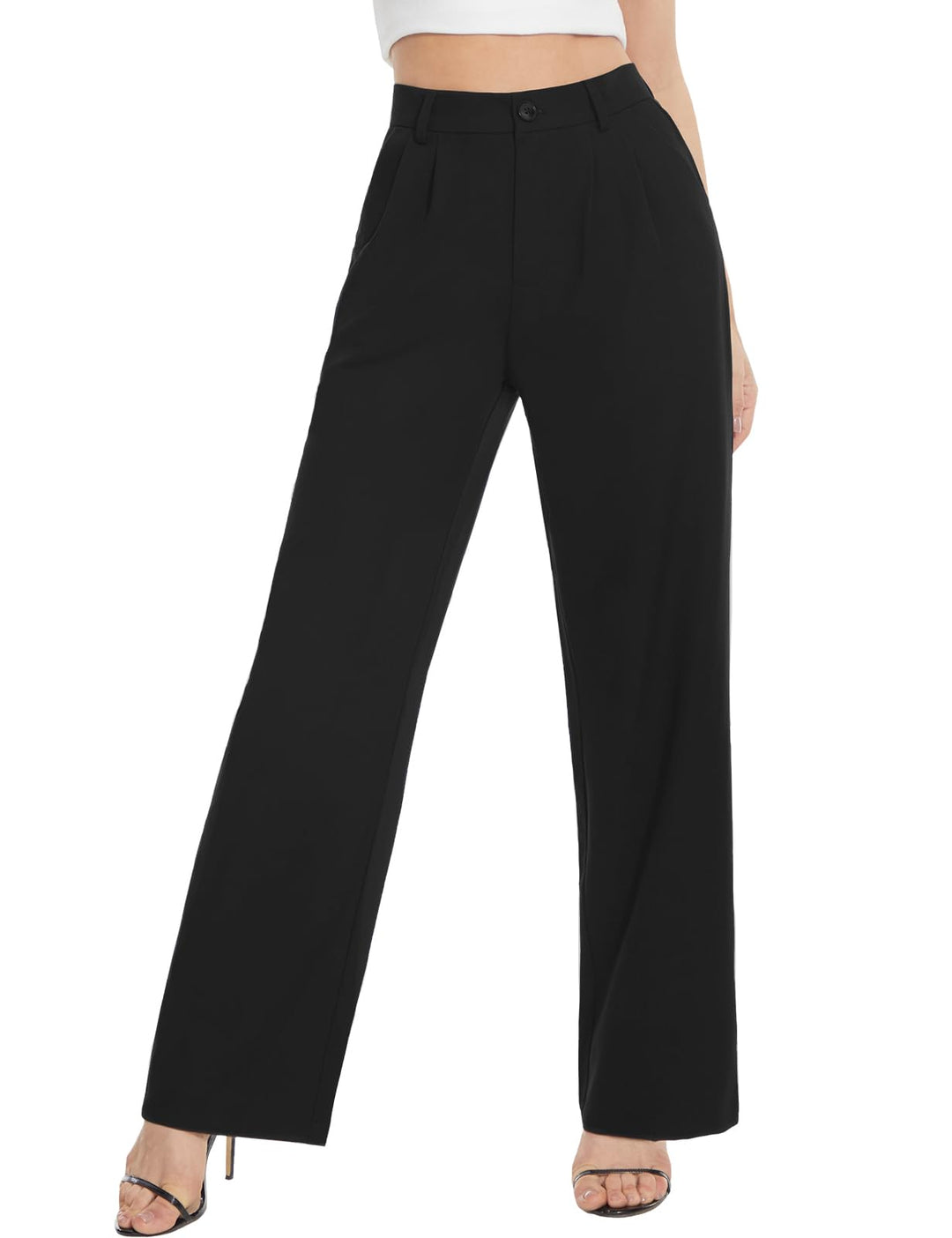 Tapata Damen Hose Weites Bein Lang Mit Taschen Loose Fit Vintage Baggy Freizeit Button Down Reissver