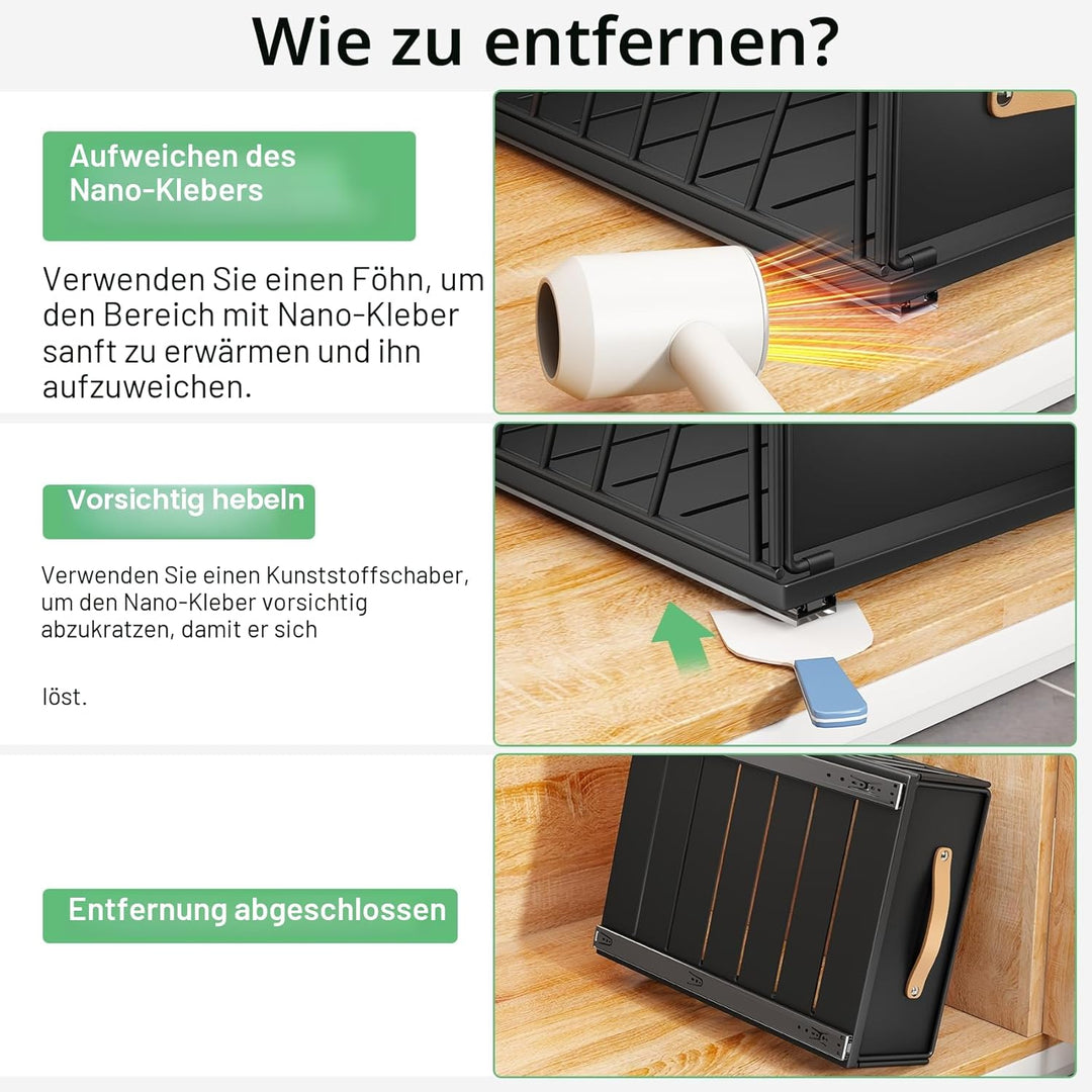 Kitstorack Teleskopschublade, Ausziehbare Schublade für Kabinett Metall Slide Out Organizer mit Grif