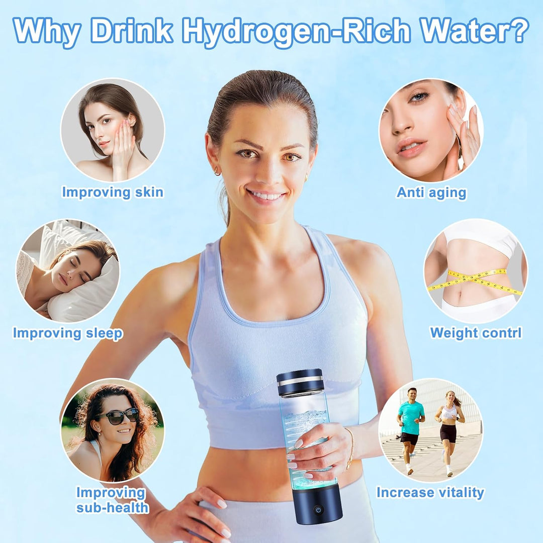 Wasserstoff-Wasserflasche,420ml Wiederaufladbarer Wasserstoff-Generator mit SPE PEM Technologie,Trag