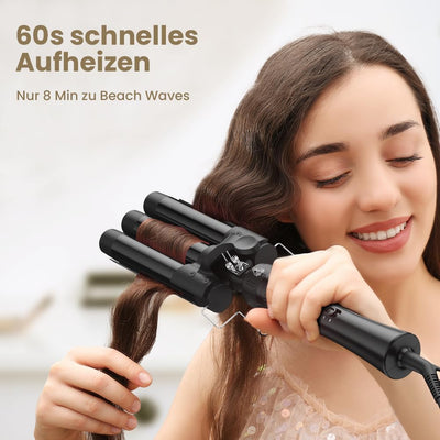 Lockenstab 3 Fässer Welleneisen Lockenstab 5 in 1 Keramikbeschichtung 5 Zubehörteile 10–32 mm Locken