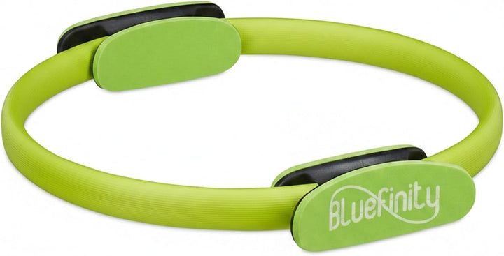 Bluefinity Pilates Ring mit Übungen, Doppelgriff, gepolstert, Widerstandsring Yoga, Fiberglas, Fitne