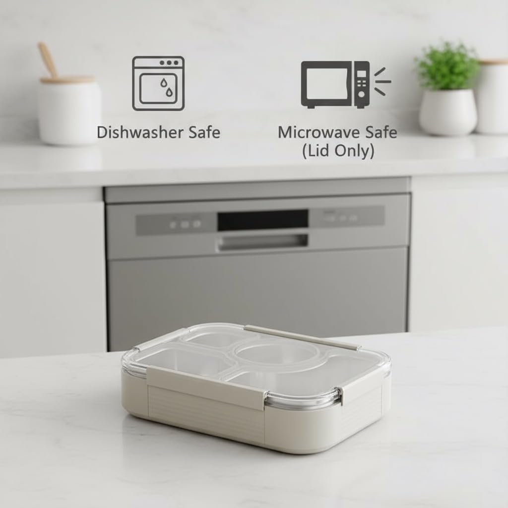 Brotdose Metall mit Trennfächern - Frühstückbox und Essensbox aus Edelstahl 304 1000 ml für Schule,