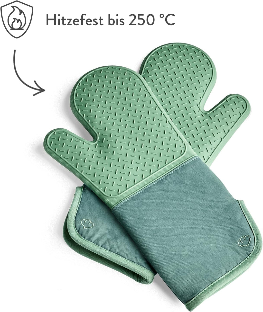 SPRINGLANE Ofenhandschuhe-Set 2-TLG. Mint, Silikon & Baumwolle, hitzebeständig Ofenhandschuhe Mint,