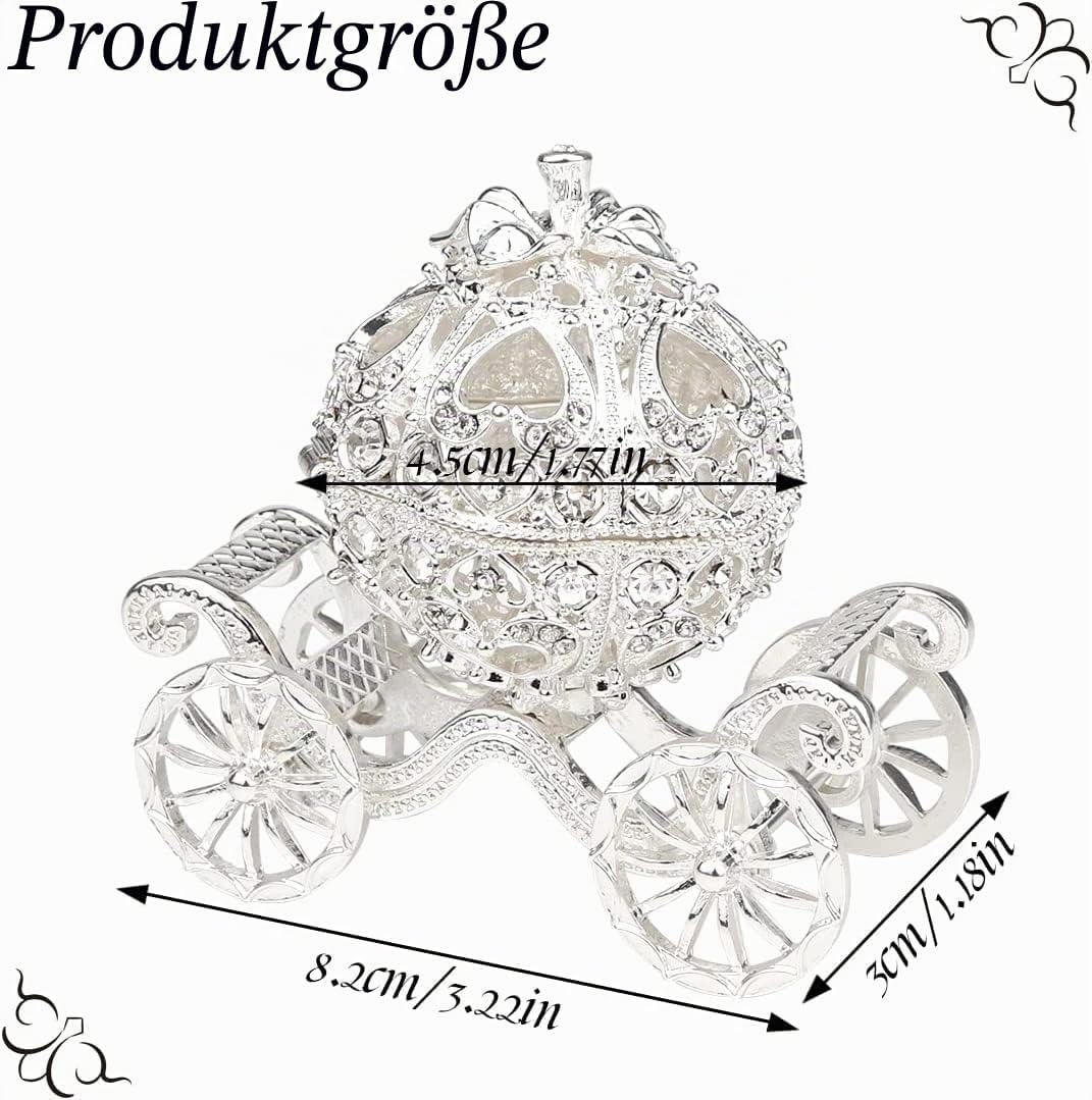 Duokon Kürbiskutsche, Strass Kristall Kürbis Kutsche Trinket Box, Schmuckschatulle zur Aufbewahrung
