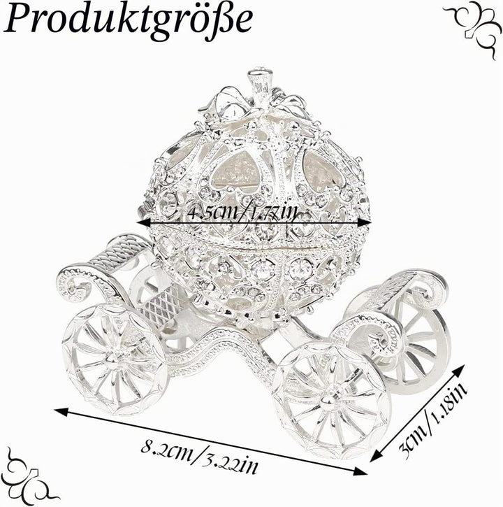 Duokon Kürbiskutsche, Strass Kristall Kürbis Kutsche Trinket Box, Schmuckschatulle zur Aufbewahrung