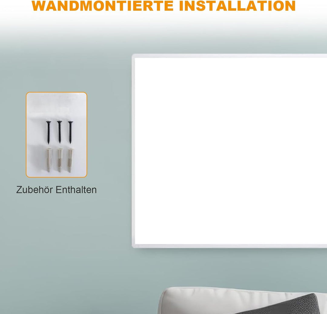 Infrarotheizung 700W mit Netzschalter, Infarotheizkoerper Wandmontage mit Überhitzungsschutz, Infrar