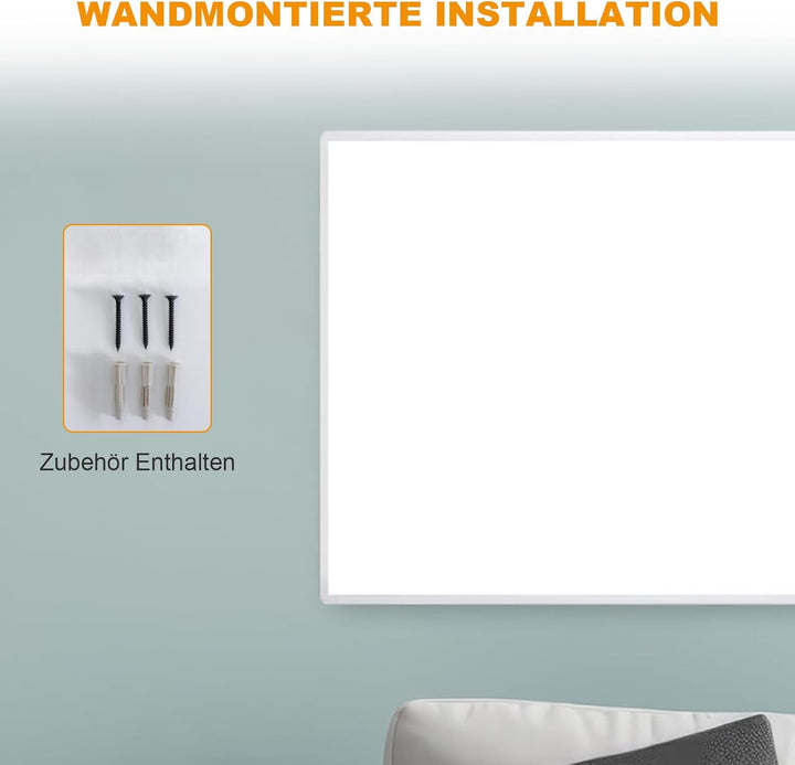 Infrarotheizung 700W mit Netzschalter, Infarotheizkoerper Wandmontage mit Überhitzungsschutz, Infrar