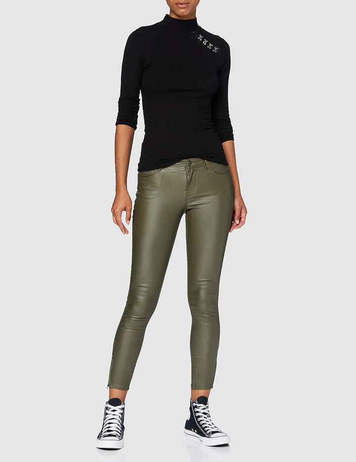 NOISY MAY Damen NMKIMMY NW Skinny Coated Pants S Hose, Kalamata, S/30