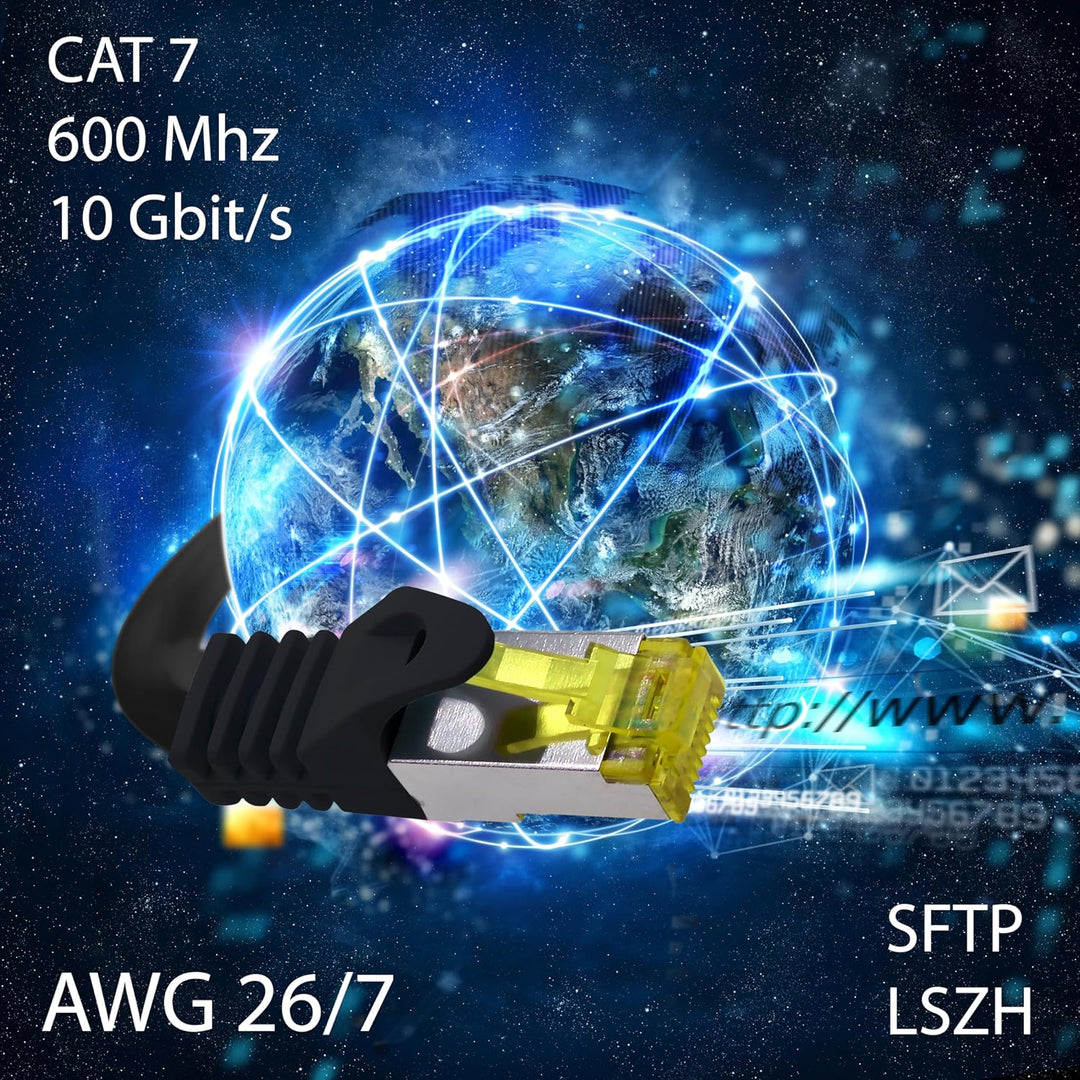 10x 0.5 M - CAT-7 Cat.7 Netzwerk-Kabel, Ethernet, Lan &amp; Patch Kabel RJ-45 SFTP 10GB/s - 10 Farben 10