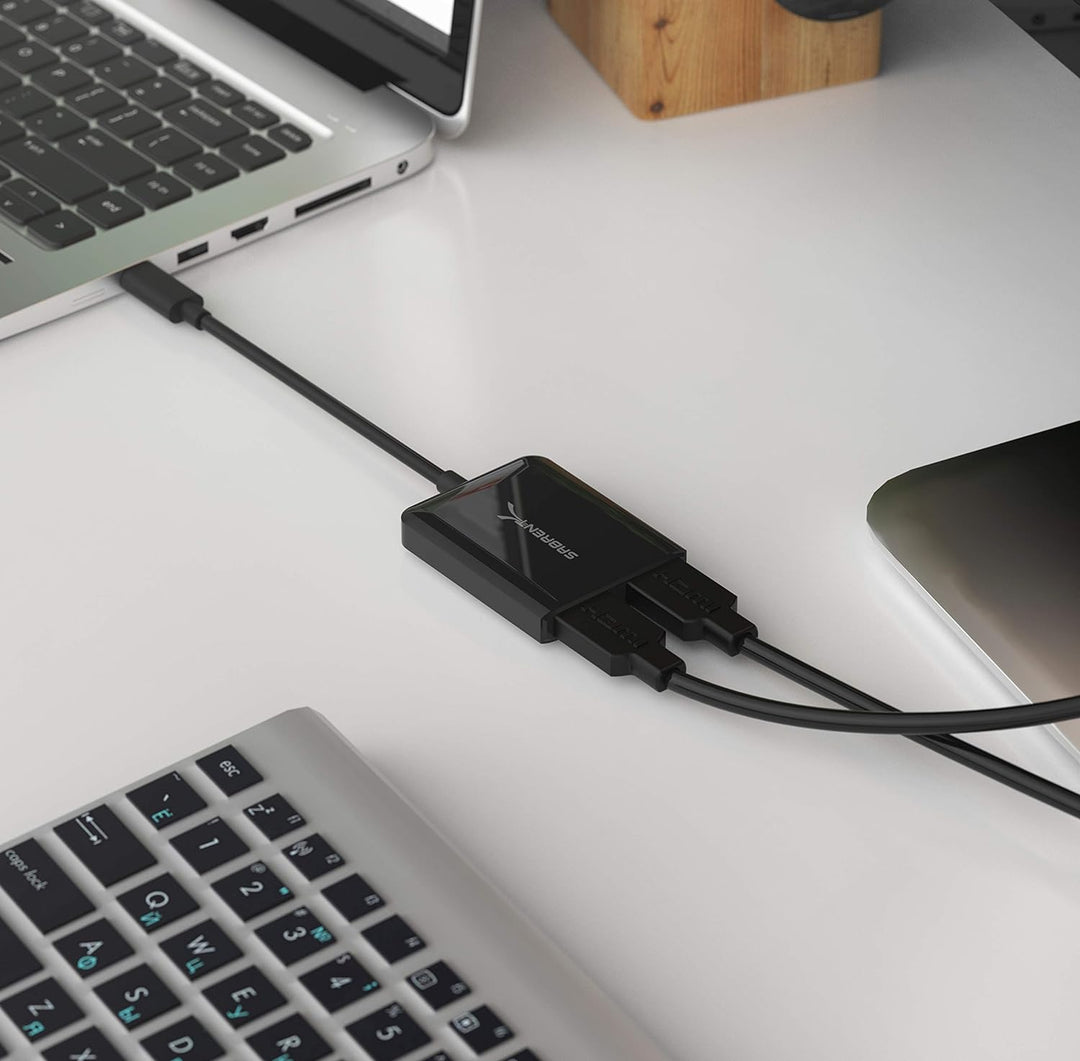 Sabrent USB C auf Dual-HDMI Adapter, HDMI Splitter, Type-C auf HDMI Monitorkonverter unterstützt 4K