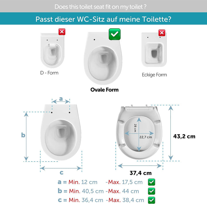 Aqua Bagno | Toilettensitz, Familien WC-Sitz mit Absenkautomatik, O-Form Abnehmbarer Toilettensitz,