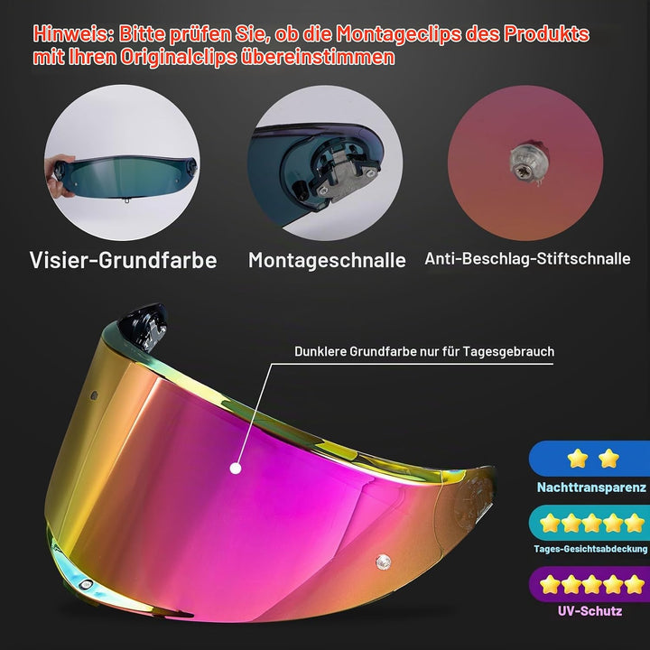 PSLER Helmvisier für K6 K6s - Helmgesichtsschutz Getöntes Visier Motorradhelm Zubehör Ersatz für K6