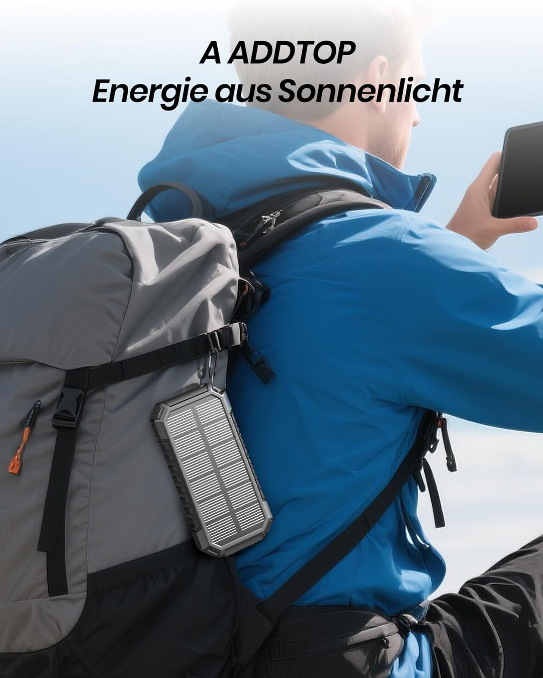 A ADDTOP Solar Power Bank – 20000mAh kabelloses PowerBank mit USB C – 3,0A Schnellladefunktion Tragb