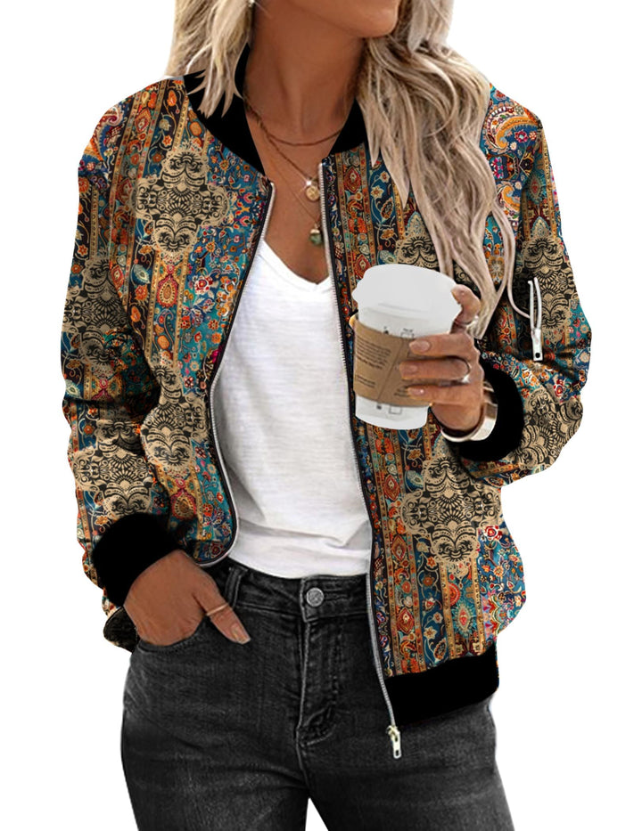 Zeagoo Bomberjacke Damen Kurze Blouson Jacke Casual Pilotenjacke Langarm Outwear Zip Up Solid Leicht