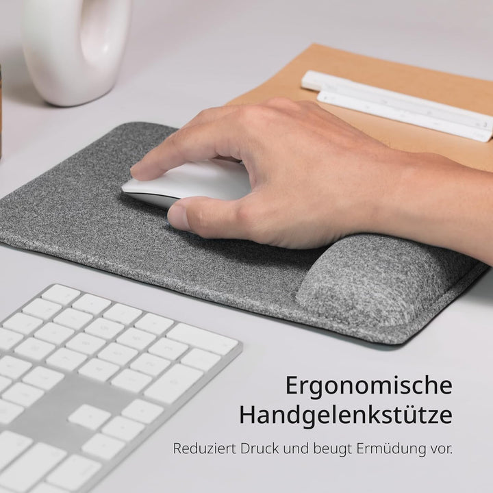 SenseAGE Mauspad mit Handgelenkauflage, ergonomisch & kompakt, Rutschfester PU-Basis, Glatte Oberflä