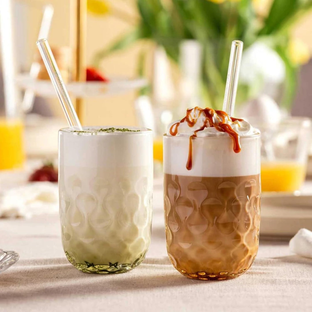 LEONARDO HOME GOCCE Matcha Latte Glas • 2 Latte Macchiato Gläser + Trinkhalme • LM Becher für Siebtr