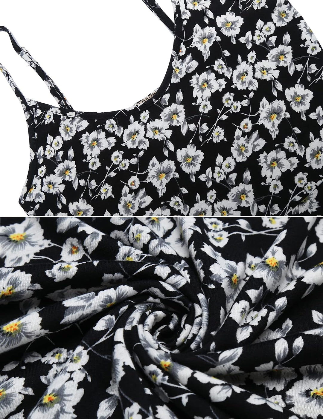 UNibelle Damen Sommerkleid Blumenmuster Kleid V-Ausschnitt Strandkleid Verstellbaren Spaghettiträger