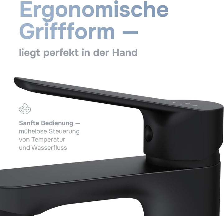 AM.PM Hit Waschtischarmatur mit Einhebelmischer, SoftMotion Keramikkartusche 35mm, Neoperl Aerator,