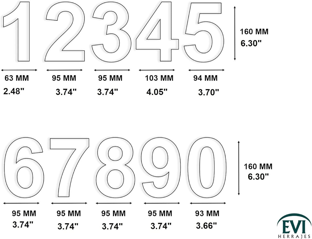 Klebe-Hausnummer aus Edelstahl | Nº 3 | 160 x 95 mm | Für Innen- und Aussenwände, Tore oder Türen |
