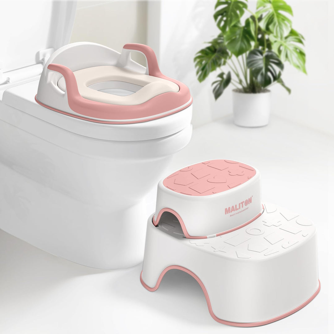 Maliton Toilettensitz Kinder mit 2-stufiger Tritthocker für Kinder 1-8 Jahren, Kindertoilettenkorb m
