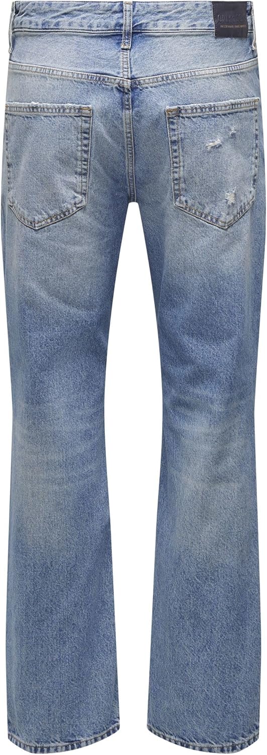ONLY & SONS Male Normal geschnitten Jeans ONSEDGE Mid Rise Gerade geschnitten Jeans 30W / 34L Light