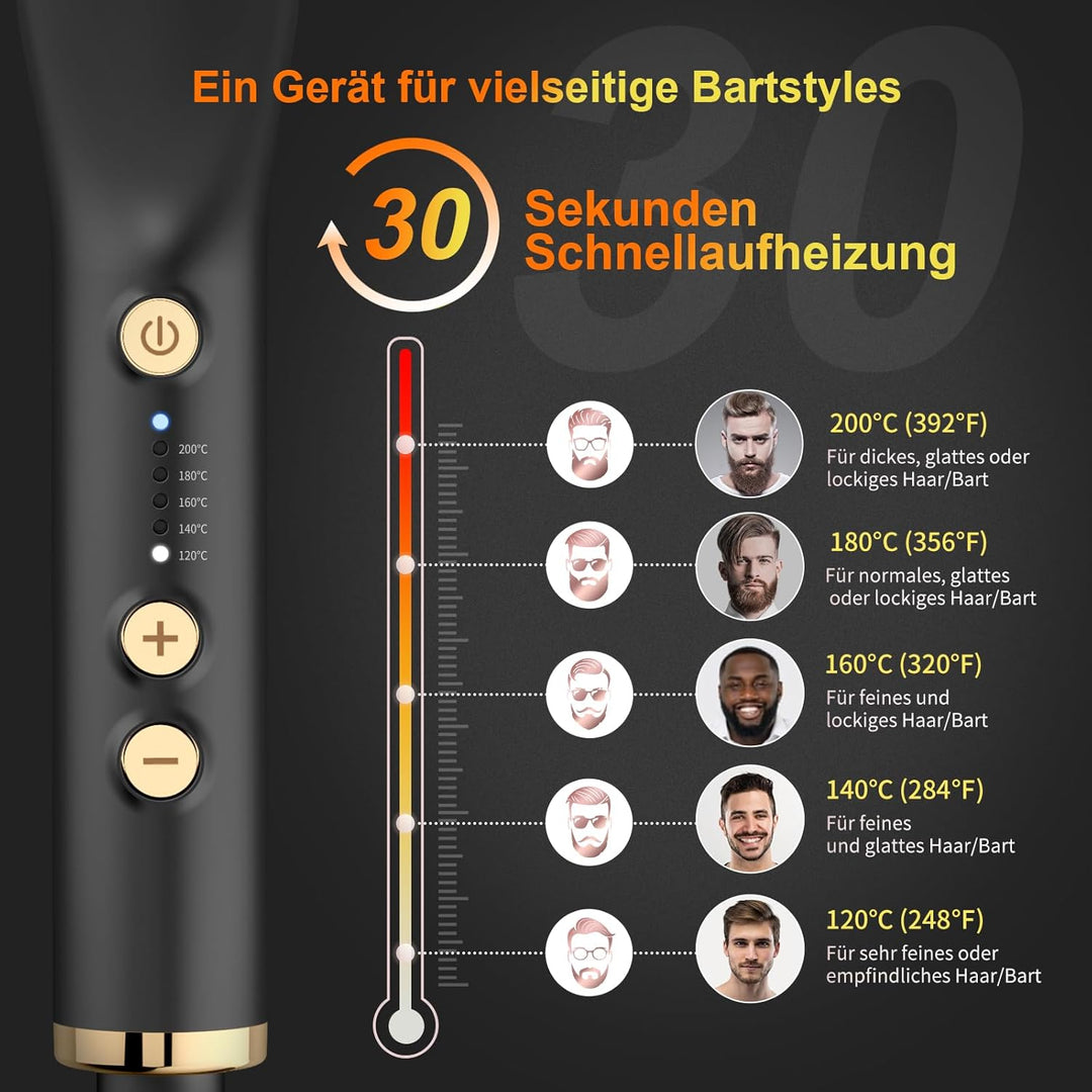 ANLAN , 2 in 1 Bartglätter für Männer und Mini Haarglätter, 5-Stufen Temperatur(120-200℃), 30er Schn
