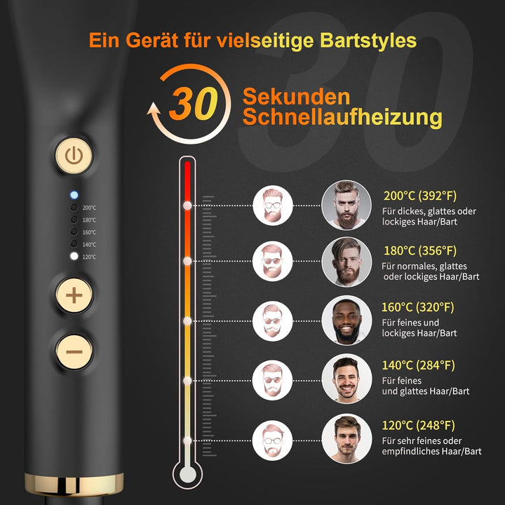 ANLAN , 2 in 1 Bartglätter für Männer und Mini Haarglätter, 5-Stufen Temperatur(120-200℃), 30er Schn