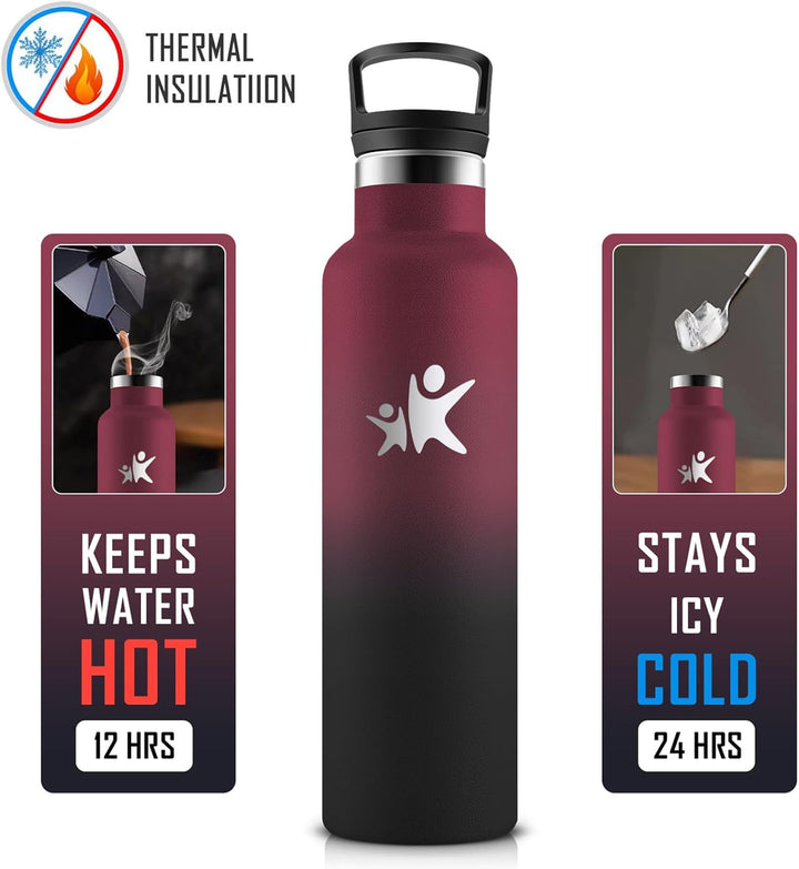 KollyKolla Trinkflasche 750ml, Thermosflasche mit Strohhalm, Isolierflasche BPA-Frei Auslaufsicher,