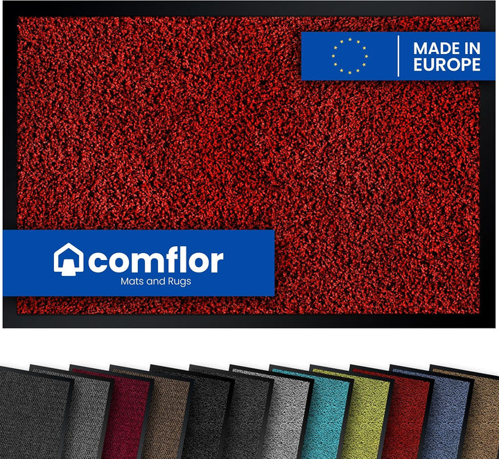 Hochwertige Fussmatte Rot 90x150 gross für Innen & Aussen - Schmutzfangmatte rutschfest, waschbar &